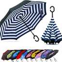 MRTLLOA 40/49/56 Inch Oversize Windproof Inverted Reverse Upside Down Umbrella, Golf Size Rain Umbrella, Double Layer, C-Shaped Handle for Men, Women and Kids