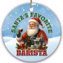 Santas Favorite Barista Christmas Ornament Funny for Coffee Lovers Holiday Keepsake 2.9" Ceramic Ornament - Coffee Lover Gift