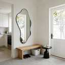 Irregular Wall Mirror, 47"x22" Asymmetrical Aesthetic Mirrors with Metal Frame, Modern Organic Shaped Mirrors for Living Room Bedroom Hallway Entryway, Horizontal or Vertical Hanging