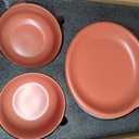 Timeworn Clay Dinnerware Set, 12 Pieces Stoneware Sets for 4, Hand-Finished Glaze Farmhouse Plates and Bowls, Microwave and Dishwasher Safe, Terracotta Red