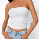 Trendy Queen Women's Strapless Bandeau Crop Top (White, XS)