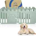 Dog Playpen with Door, 6-Panel 24" Indoor Cat Puppy Playpen, Strong Plastic Small Pet Safety Fence Dog Pen, Non-Slip and Secure Pet Gate, Green