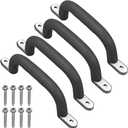 Dolibest 9.64'' Safety Handles, Non-Slip Swing Set Grips for Playset, Climbing Frame, Play House, Indoor Monkey Bars & Treehouse Accessories, Black (4Pack)