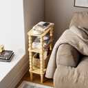 Veegle Side Table, Small End Table with Storage Shelf, 3-Tier Small Coffee Tables for Living Room Bedroom Narrow Spaces (Oak)