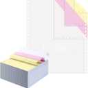 Watersay 9.5 x 11 Continuous Feed Computer Paper Fanfold for Dot Matrix Printers Continuous Computer Paper Left and Right Perforated 1000 Sheets 3 Part White/Pink/Yellow for Receipts, Invoices