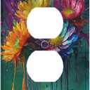 ROUGUI Colorful Petals Vibrant Colors Light Switch Cover 1 Gang Outlet Plate Single Duplex Wall Plate Covers Decorative Switchplate Covers Electrical Faceplate for Home Living Decor
