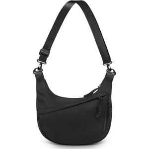 Crescent Crossbody Bags for Women, Arch Moon Dumpling Sling Bag, Lightweight Nylon Purse for Travel, White