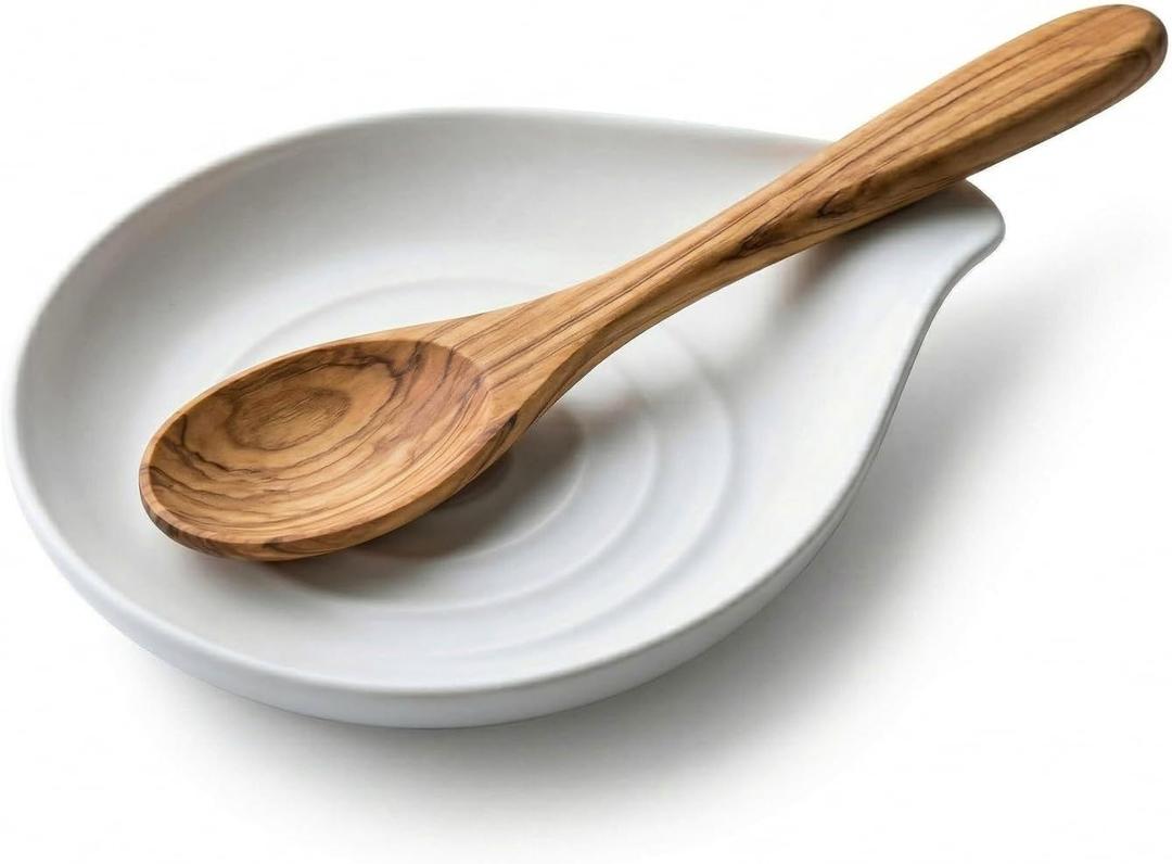 Spoon Rest for Kitchen Countertop Porcelain Spoon Holder for Stove Top White Spoon Holder for Spatula, Spoons or Tongs, Farmhouse Decor, Christmas