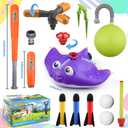 2 x 3 in 1 Water Baseball Summer Toys Sprinkler for Kids, Toddler Outdoor Toys Sprinklers for Yard with 2 Sprinkler Heads, 360 Roating Water Toys Attache to Garden Hose Backyard Pool Party Outdoor Games