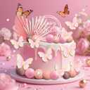 2 x Balls Cake Toppers Butterfly Cake Topper Rose Gold Cake Decorations