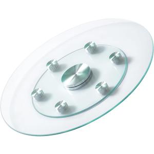 VEVOR 24 in Glass Lazy Susan Turntable, Tempered Glass Dining Table Centerpiece with 6 Rotating Wheels, 360 Smooth and Silent Spin Tabletop Rotating Tray, for Family Gatherings, Banquets & Weddings