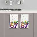 Mardi Gras 6 7 Meme Kitchen Towels Set of 2 Funny Carnival New Orleans Six Seven Dish Towels for Cleaning Bathroom Home Decoration