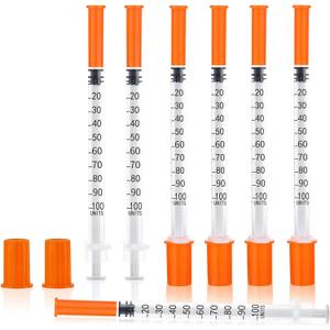 U-100 Syringes - 30G 5/16" (8mm), 100Pack Multiple Uses Measuring Tools 1ml/cc, Individual Wrapped