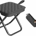 11.8" W x 11.6" H Compact Foldable Backpack Stool Carbon Steel Collapsible Portable Pocket Chair Thickened Folding Camp Stool 350lbs for Adults Hiking Purse Stools, Black
