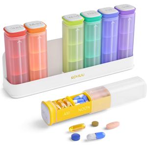 Weekly Pill Organizer 3X a Day, Detachable Pill Box 7 Day, Large 3 Times Daily Pill Case, Travel Pill Container Holder, Week Medication Dispenser Pillbox for Vitamin Supplement Medicine, White