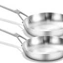 Tri-Ply Stainless Steel Frying Pan Set, 8 Inch and 10Inch, Skillet set, Durable, Cooking Pan 8" 10", Induction Ready Egg Pan, Compatible with All Cooktops Up to 600℉