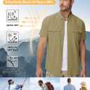 TACVASEN Mens Short Sleeve Sun Protection Shirt UPF 50+ Quick Dry Fishing Cooling UV Shirts Outdoor Tactical Hiking Shirts (Beige, XXL)