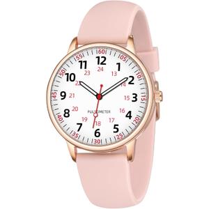 TWOPTION Nurse Watch for Women Waterproof Analog Silicone Watch with Second Hand Nursing Watch (Rose Gold)