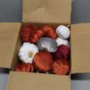 18 PCS Velvet Pumpkins for Fall Table Decor, Artificial Pumpkins, Faux Fake Pumpkin Home Decorations for Autumn Harvest, Thanksgiving, Wedding, Halloween, Table Centerpieces (Multi-Color Velvet)