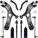 10Pcs Front Lower Control Arm Kit w/Ball Joint Fit For 2006-2011 2012-2018 To-yota RAV4, Outer Inner Tie Rod End, Sway Bar Link, Boots (OE# K620586 K620587 K750043 EV800328 ES800053 ES800054)