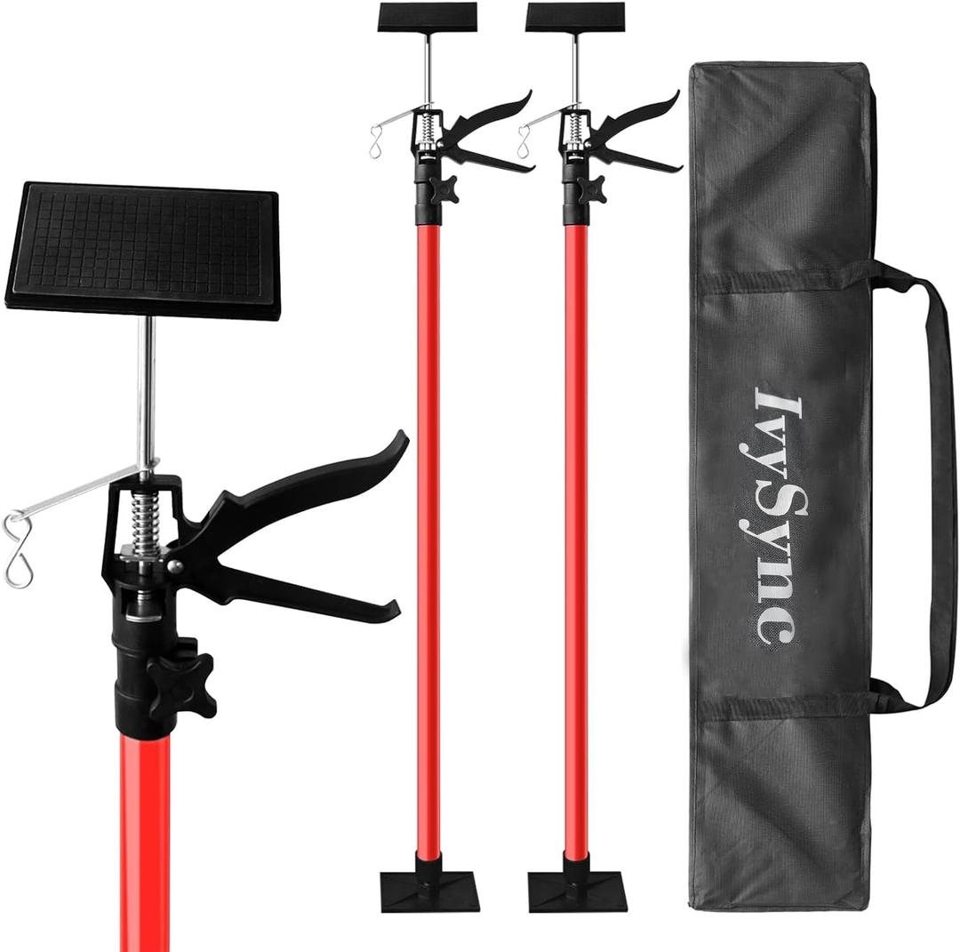Cabinet Jack for Installing CabinetAdjustable 3rd Hand Support Pole Extend from 45 to 114 inches,Premium Steel Cabinet Lift Jack Support up to 154 lbs2 Pack with Storage Bag (Red-Orange)
