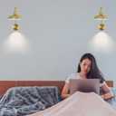 Gold Vintage LED Wall Sconce Set of 2, Wireless Battery Powered Wall Sconce with Remote Control, Dimmable Lighting for Bedroom, Hallway, Farmhouse Indoor Wall Sconce