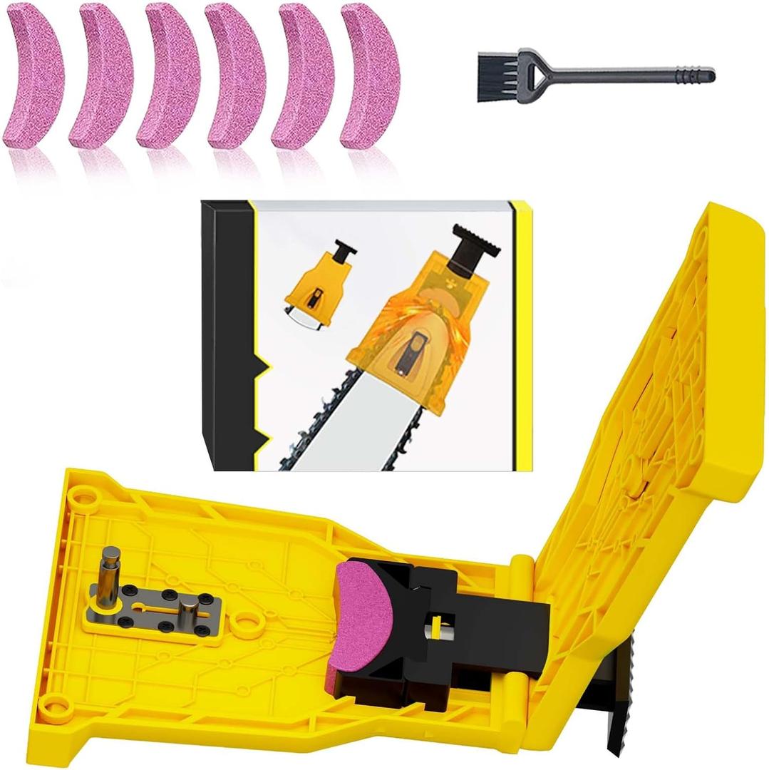 Chainsaw Sharpener Tool, Universal Chainsaw Blade Sharpener, Portable Chain Saw Teeth Sharpener, Simple Operation Chainsaw Sharpener Jig for 12"-22" Chain Saws 5+1 Whetstones