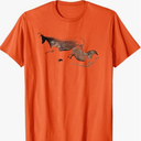 Stone Age Cave Painting of an Ox and Horse from Lascaux T-Shirt, Orange, M