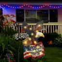 Lighted 250th Anniversary USA Garden Flag for Outside, Solar Led Double-sided Patriotic Banner with 1776-2026 250 Years of American Freedom Design for Independence Day, July 4th Decor (LED Eagle-Shaped, 12 x 18 Inch)