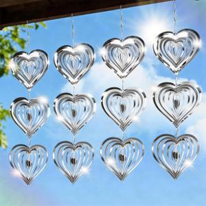 Bird Deterrents for Outside, 12 Discs Stainless Steel 3D Wind Spinners Garden Decor, 4 Sets Reflective Bird Scare Devices to Keep Woodpeckers, Pigeons Away from Patio, Balcony, Porch, Deck
