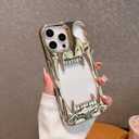 Gothic 3D Hollow Horror Devil Pattern Case for iPhone 16 Plus, [Luxury Chrome Color Plating] [Heat Dissipantion Thermal Design] Shockproof Bumper for Halloween- Gold