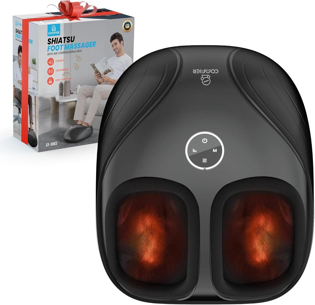 COMFIER Foot Massager with Heat,FSA HSA Eligible,Shiatsu Feet Massager Machine,Kneading Rolling Compression for Plantar Fasciitis,Neuropathy,Fits up to Men Size 12,Gifts for Women,Men