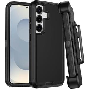 for Samsung Galaxy S25 Plus Case with Belt Clip Holster,[2 Screen Protector & Kickstand] Heavy Duty Rugged 3-Layer Military Grade Drop Protection Cases,Shockproof Protective Phone Cover 6.7"(Black)
