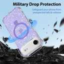 Magnetic for iPhone Air Case with Invisible Stand, Compatible with MagSafe, Clear Bling Sparkle Shockproof Slim Anti-Slip Military Drop Protection Hard Phone Case 6.5" Glitter Purple