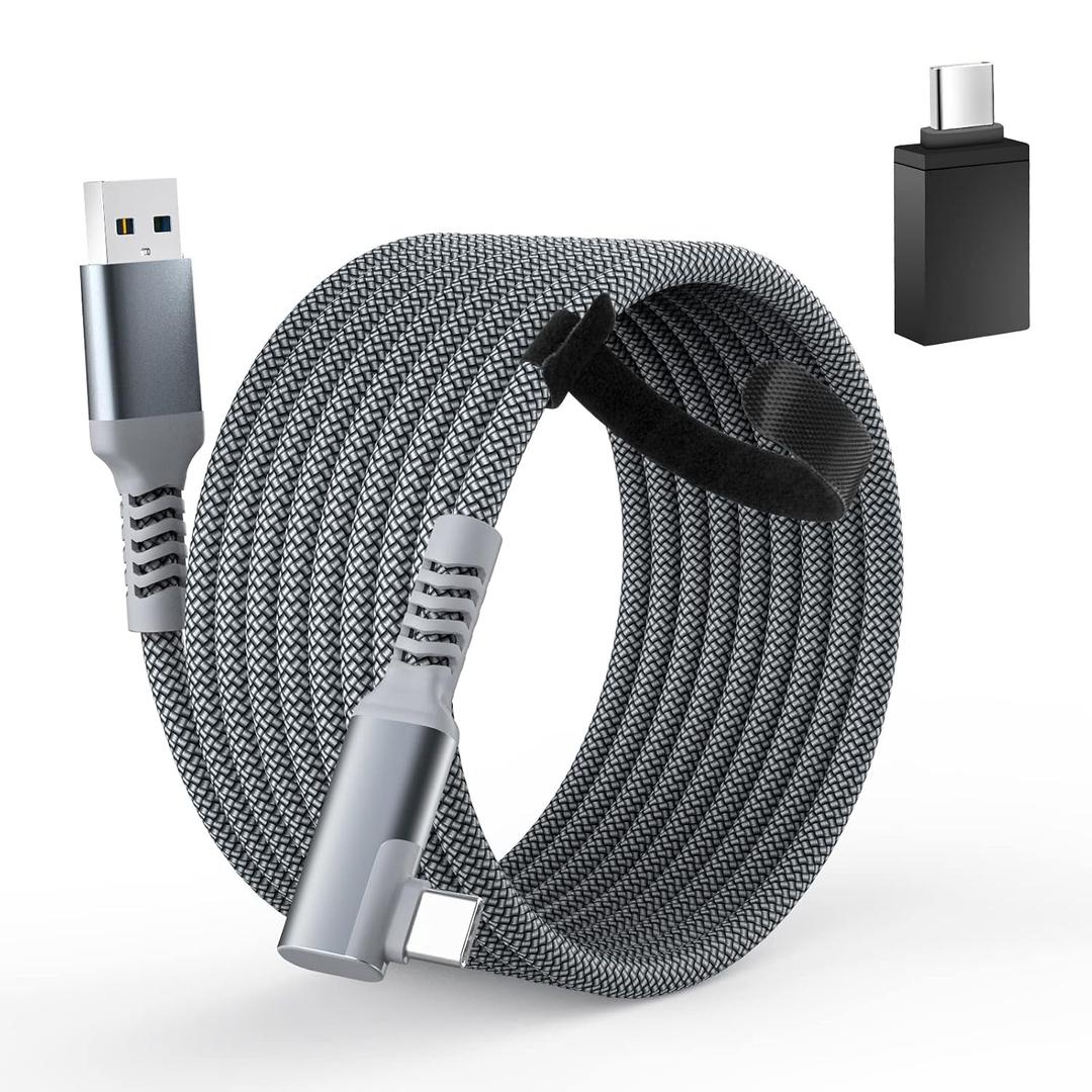 for Oculus Link Cable, 16FT Link Cable for Oculus Quest 2, High Speed Data Transfer and Fast Charging USB A to USB C Nylon Braided Cable for Oculus VR Headset and Gaming PC (Gray)