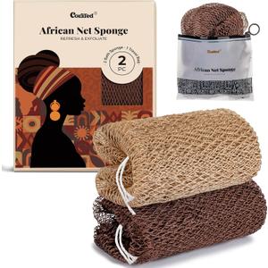 CORATED African Net Sponge Authentic, Shower Loofah Exfoliating Bath Sponge, Body Scrubber for Women and Men Daily Use Body Care, Travel Portable Bath Accessories Gifts for Women