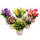 LUEUR Set of 6 Potted Artificial Flowers Fake Flowers with Vase Faux Flowers in Pot, Spring Decor for Home Office Floral Arrangement for Table Dinning Room Decoration Shelf Decor