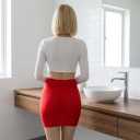 Sexy lingerie, short skirt set, seductive women's uniform, ultra-thin slim fit, hip hugging (Red,S)