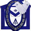 Masonic Regalia Master Mason Blue Lodge Apron Set With Blue Lodge Chain Collar And Gloves (Apron+Chain Collar+Gloves) (Blue)