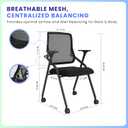 PRO, Stackable & Foldable Conference Room Chairs with 2X Thick Cushion, Lumbar Support, Armrest - Mesh Bouncing Back for Office Meeting, Conference, Training Room Chair 1 Pack