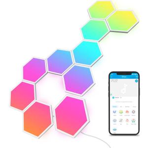 Govee Glide Hexa Light Panels, RGBIC Hexagon LED Wall Lights, Wi-Fi Smart Home Creative Wall Lights with Music Sync, Works with Alexa Google Assistant for Indoor Gaming Decor, 10 Pack