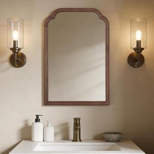 WallBeyond Wood Bathroom Mirrors for Wall Mounted, 20" x 30" Rustic Wood Frame Wall Mirrors Decorative for Living Room or Bedroom Vanity Mirror (Walnut)