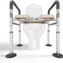 Heavy Duty Safety Toilet Seat Riser with Padded Handles for Seniors, 400lbs Medical Support, Anti-Slip, Fits Standard & Elongated Toilets