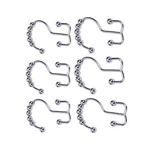 Yinpecly 30 x 77mm Shower Curtain Hooks Rings Decorative Home Bathroom Curtain Hook Ring Iron Hooks for Bathroom Shower Rods Curtains 8 Pcs