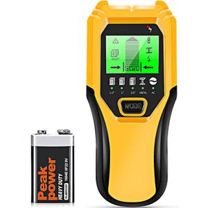 Stud Finder Wall Scanner 5 in 1 Multifunctional Upgraded Smart Wall Scanner, Stud Sensor Beam Detector with Battery for Wood Metal and AC Wire Detection, Comes with HD LCD Display and Audio Alarm (Yellow)