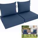 Deep Seat Patio Cushions 24 x 24 Inch Waterproof Outdoor Chair Cushions Set of 2 Loveseat Cushions for Outdoor Furniture 5'' Thick Patio Furniture Cushion with Handle Straps, Dark Blue