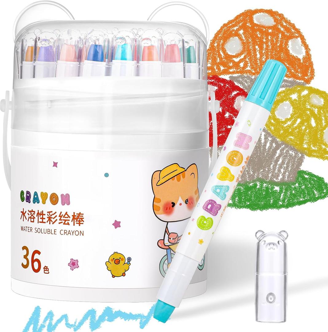 Prudiut 36 Color Silky Twistable Crayons for Artist, Washable Art Supplies, Multicultural Pastel Gel Crayons, Easy Grip Coloring Gift