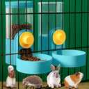 Kenond 40oz Hanging Automatic Rabbit Food and Water Dispenser, Dog Cage and Ferret Feeder, Gravity Cat Feeder Set, Cage Food Bowl for Bunny, Guinea Pig, Chinchilla (Green)