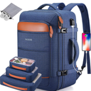 Bagsure Travel Backpack, 42L Carry on Luggage, Flight Approved Expandable Backpack, Laptop Backpack. Blue.