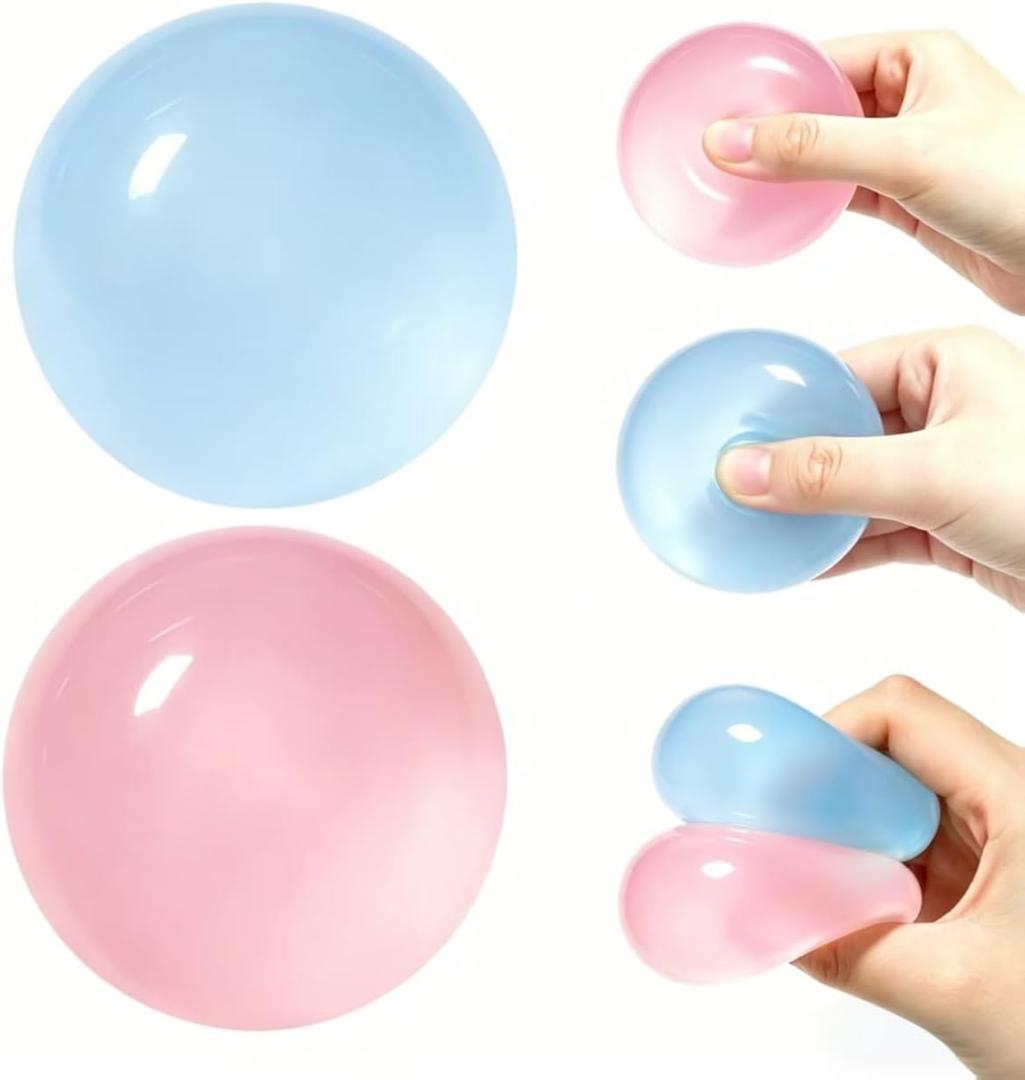 2 Pack Coconut Oil Soft,2026 New Coconut Oil Stress Ball, Handmade Malleable Clear Jelly Bubblegum Texture Coconut Oil Soft (Blue+Pink)